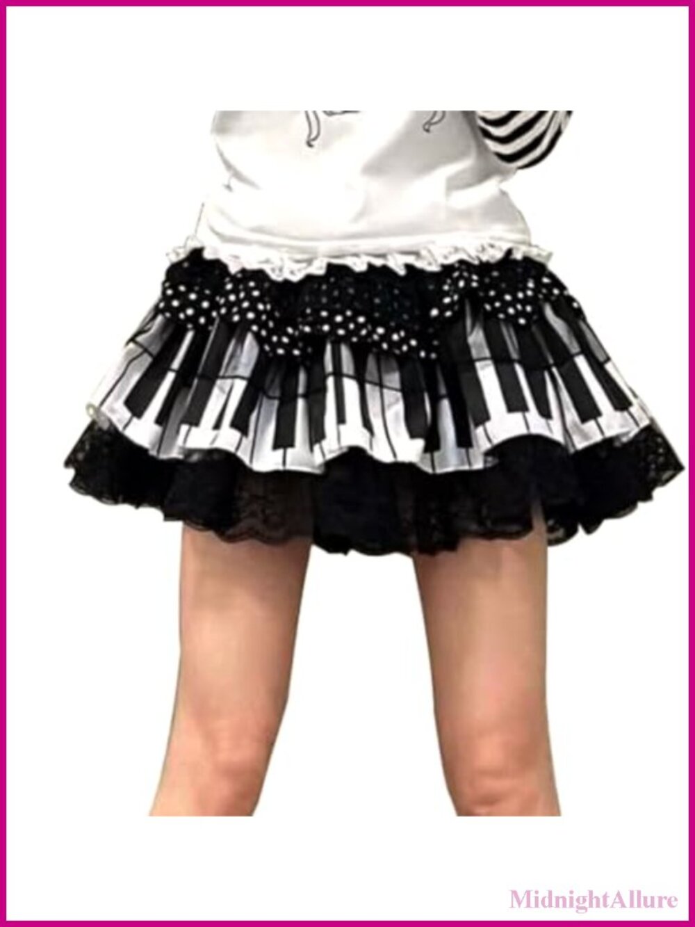 Y2K Harajuku Piano Key Pleated Mini Skirt Gothic Punk Cosplay